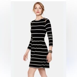 Eliza J Knit Sweater Dress 1XL Midi‎ Black White A Line Long Sleeve Pop Over